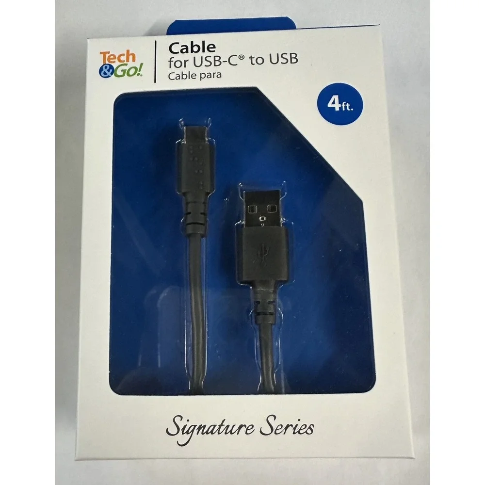 3-PACK Tech&Go 4Ft USB-C to USB Cable in Black 131-3605-TG4‎